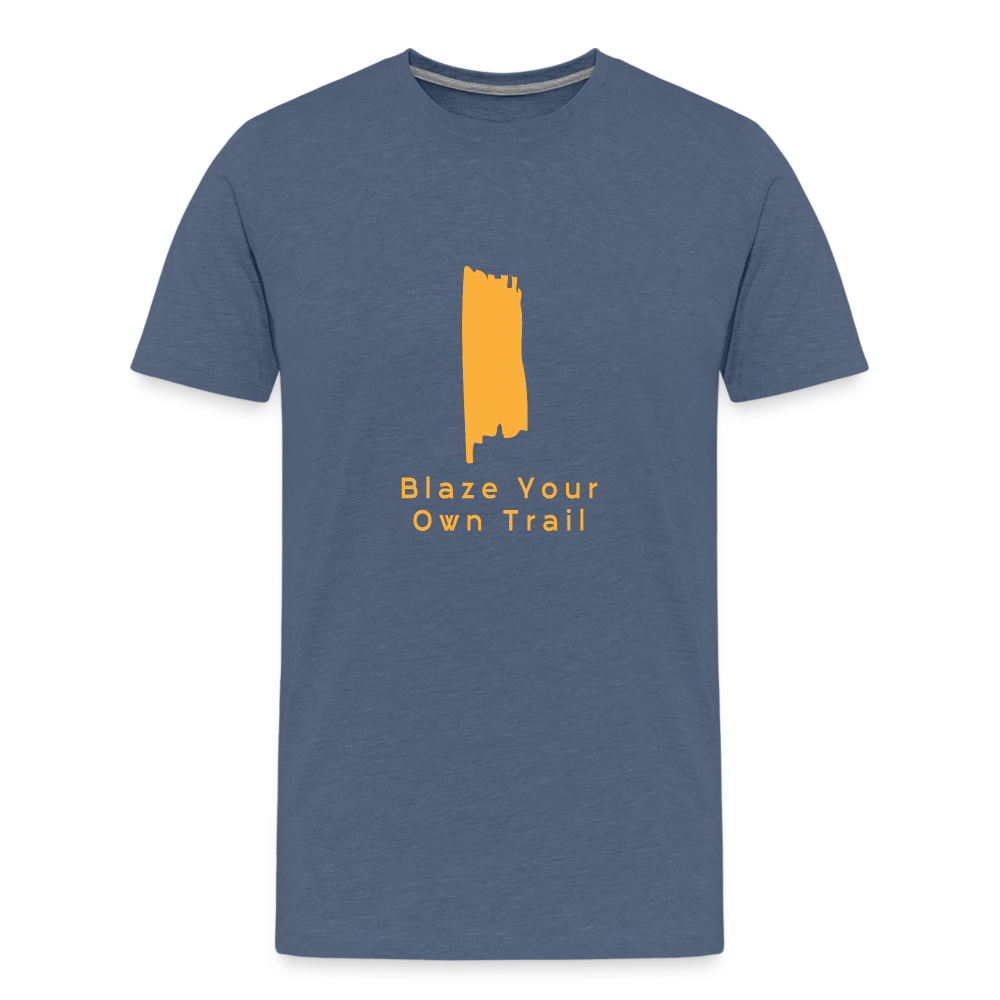 Men's Premium Blaze Trail Marker T-Shirt - heather blue