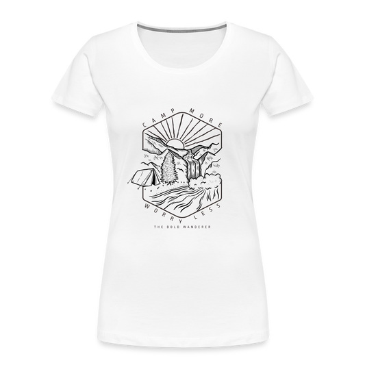 Women’s Premium Camp More Worry Less Organic T-Shirt - white
