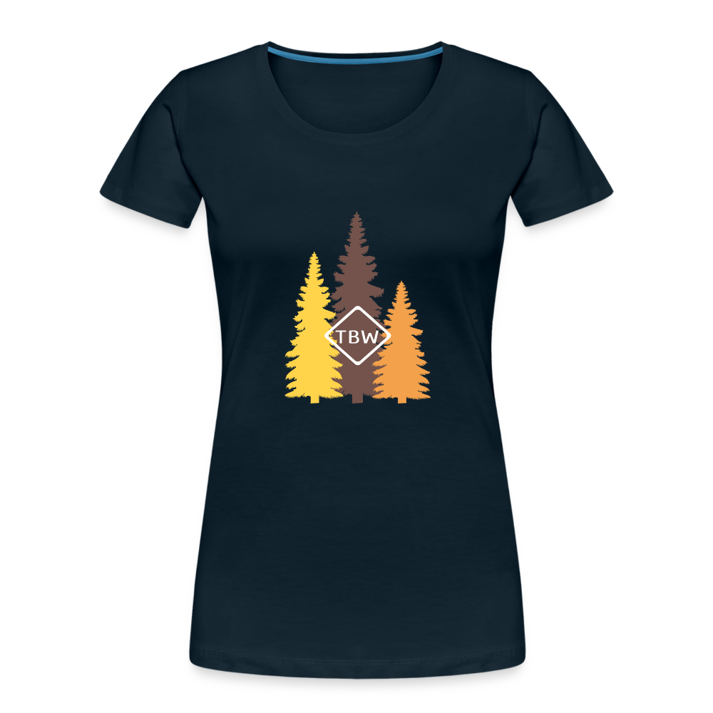 Women’s Premium Fall Trees Organic T-Shirt - deep navy
