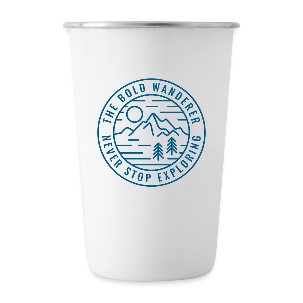 Never Stop Exploring Stainless Steel Pint Cup - white