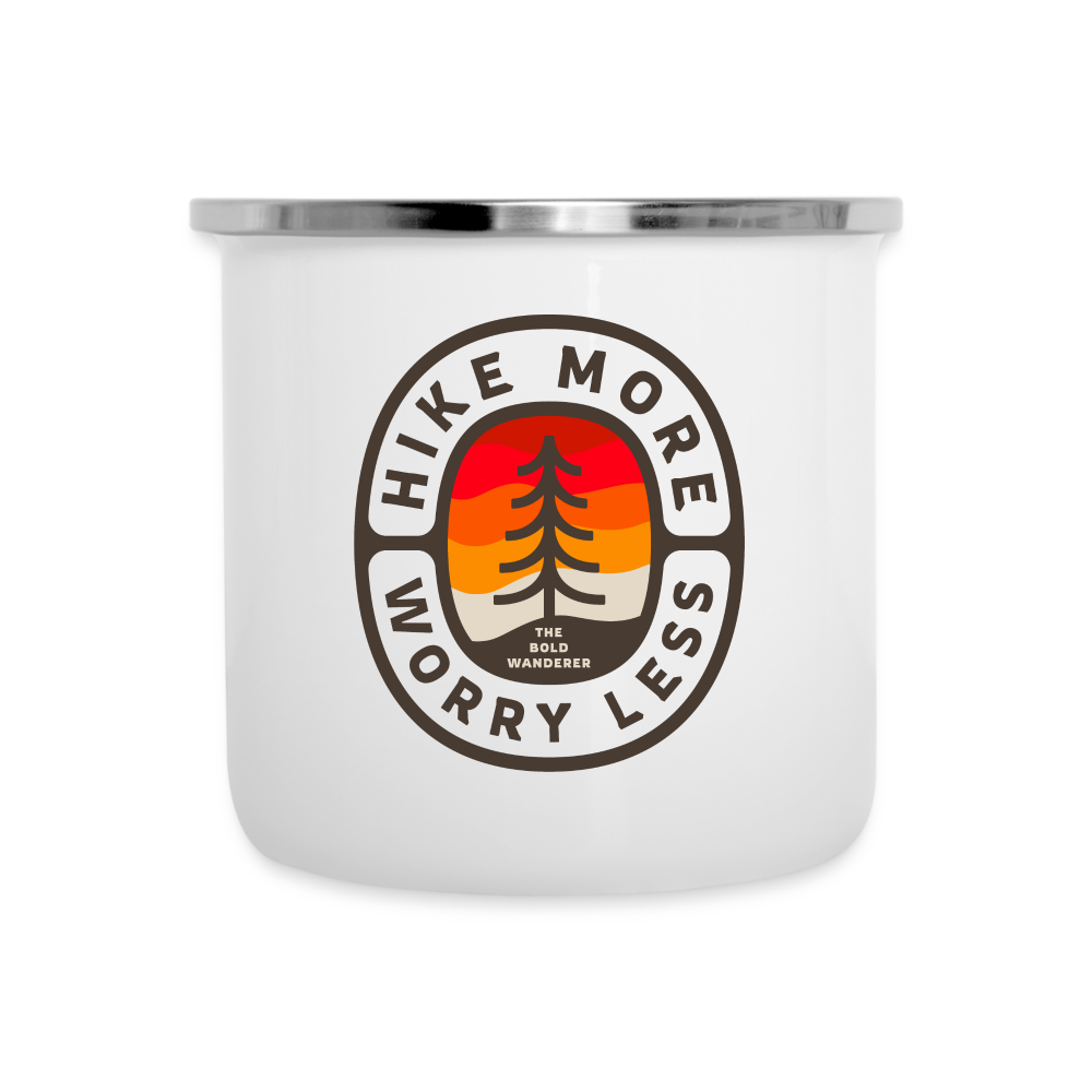 Hike More Worry Less Camper Mug - white