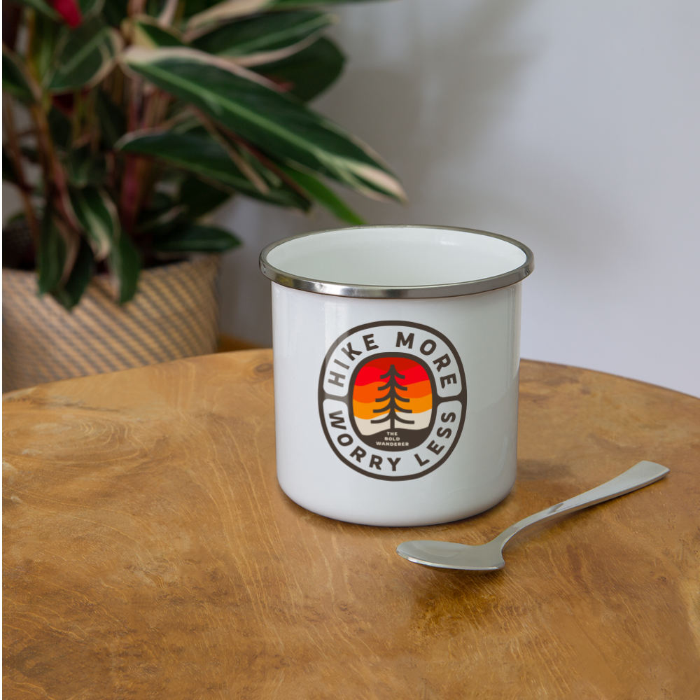 Hike More Worry Less Camper Mug - white
