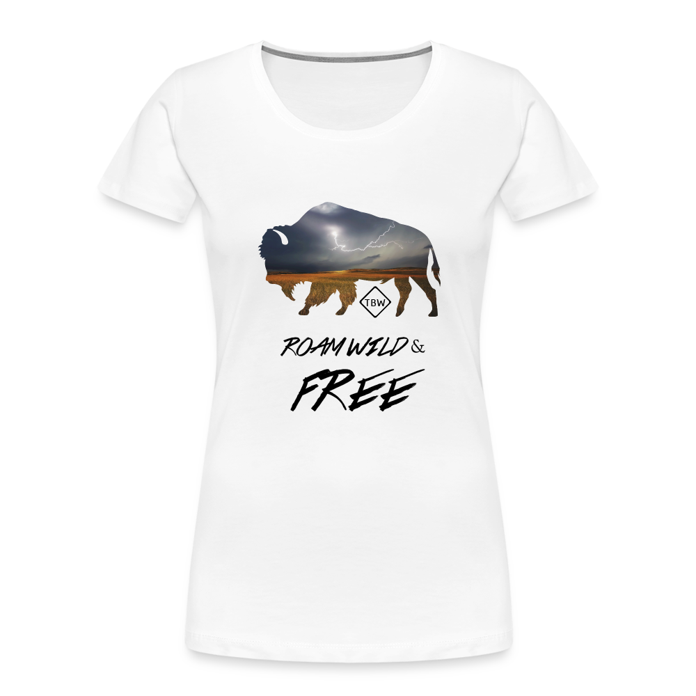 Women’s Premium Roam Wild & Free Organic T-Shirt - white
