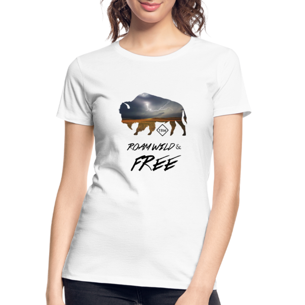 Women’s Premium Roam Wild & Free Organic T-Shirt - white