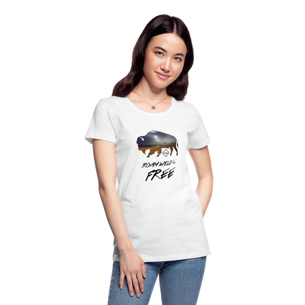 Women’s Premium Roam Wild & Free Organic T-Shirt - white