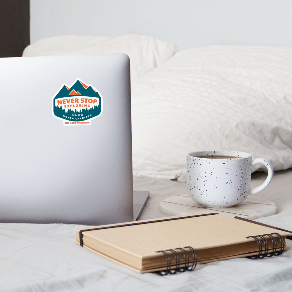 Never Stop Exploring Sticker - white matte