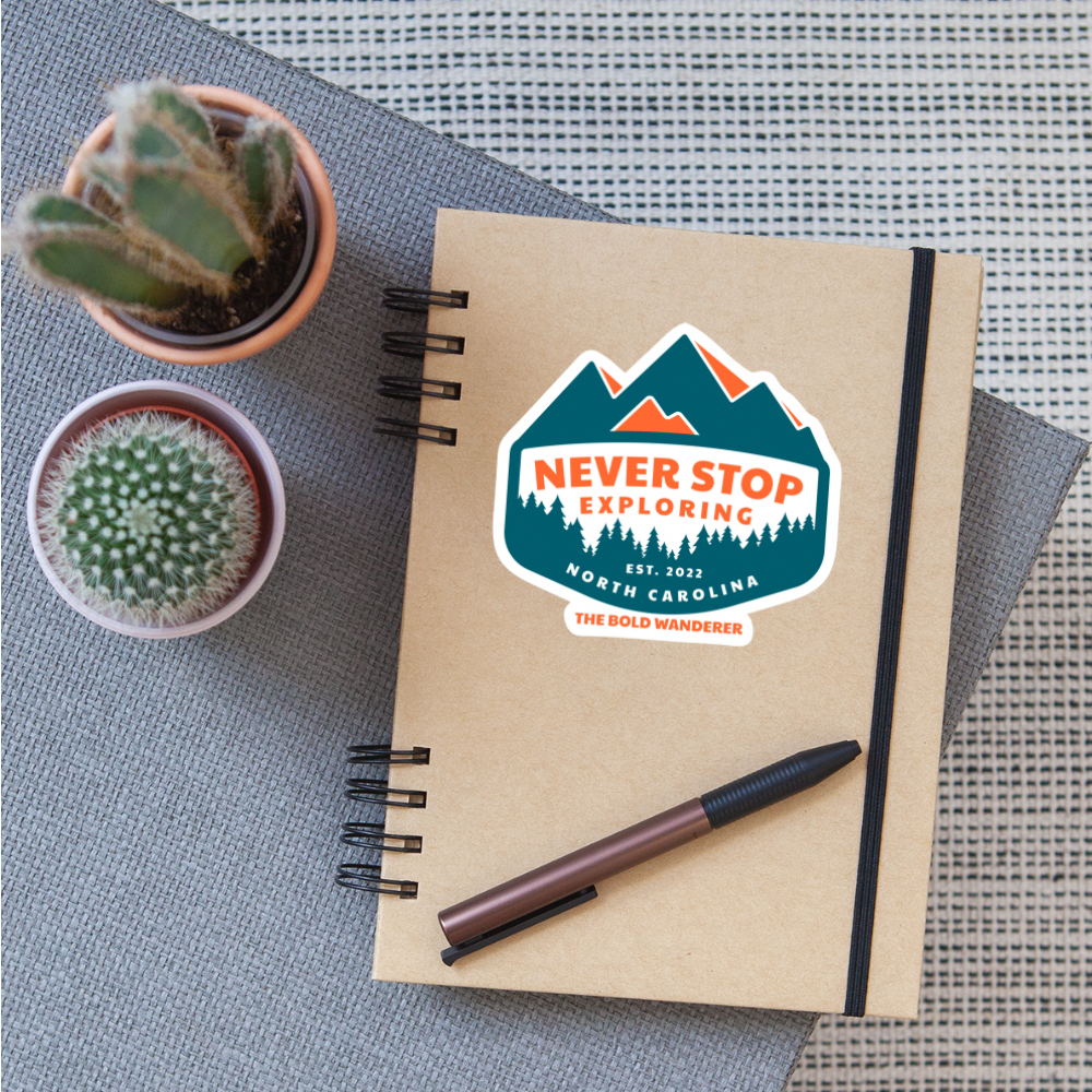 Never Stop Exploring Sticker - white matte