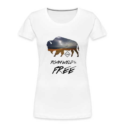 Women’s Premium Roam Wild & Free Organic T-Shirt - white