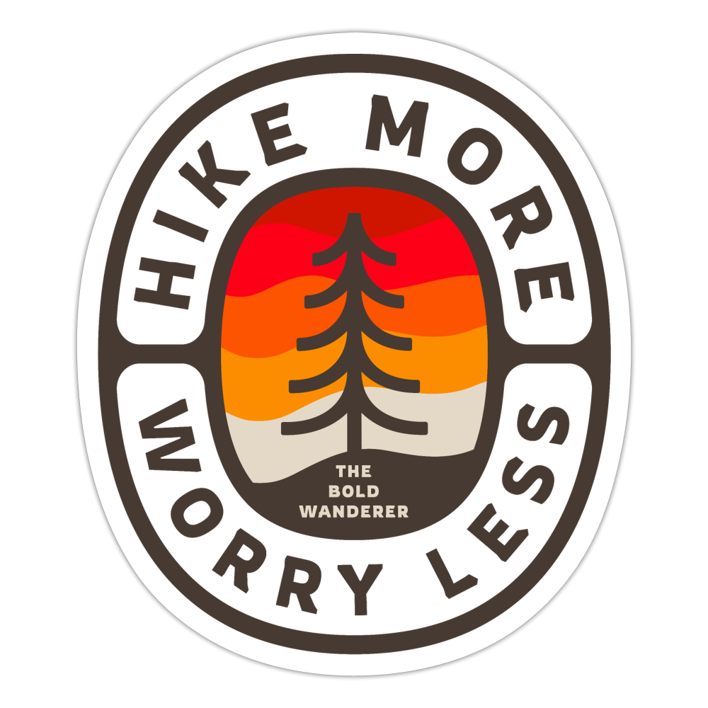 Hike More Worry Less Sticker - white matte